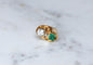 Bague 53 Bague Toi et Moi en or jaune, platine, émeraude et diamant 58 Facettes