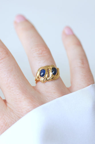 Bague 52 Bague ancienne serpents enroulés en or jaune et saphirs 58 Facettes