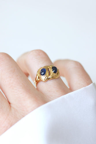Bague 52 Bague ancienne serpents enroulés en or jaune et saphirs 58 Facettes