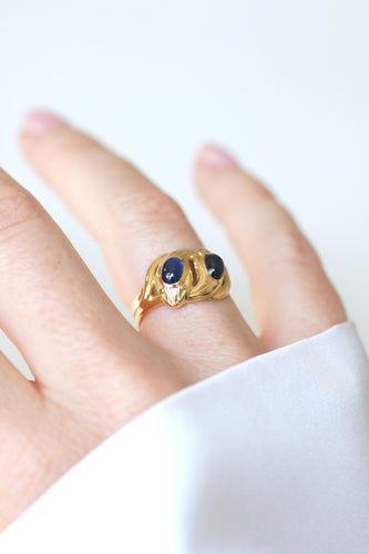 Bague 52 Bague ancienne serpents enroulés en or jaune et saphirs 58 Facettes