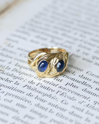 Bague 52 Bague ancienne serpents enroulés en or jaune et saphirs 58 Facettes