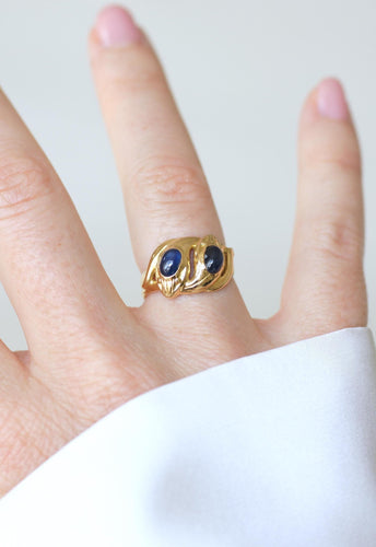 Bague 52 Bague ancienne serpents enroulés en or jaune et saphirs 58 Facettes