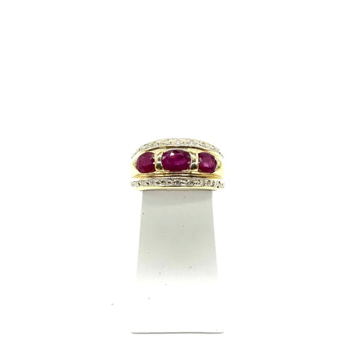 Bague 50 Bague bicolore en or jaune et blanc, rubis et diamants 58 Facettes Z1351919