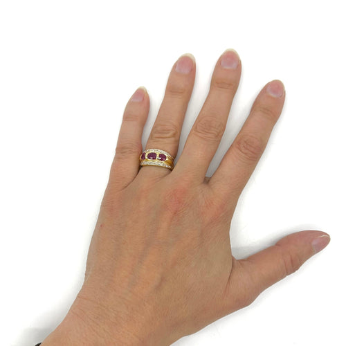 Bague 50 Bague bicolore en or jaune et blanc, rubis et diamants 58 Facettes Z1351919