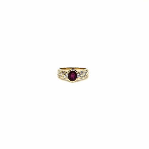 Bague 55 Bague en or jaune, rubis et diamants 58 Facettes Z15B51834