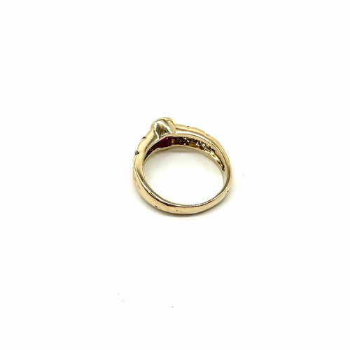 Bague 55 Bague en or jaune, rubis et diamants 58 Facettes Z15B51834