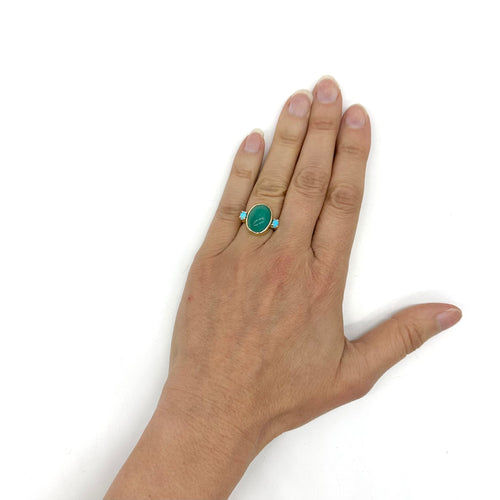 Bague 50 Bague en or jaune et turquoises 58 Facettes Z15B51815
