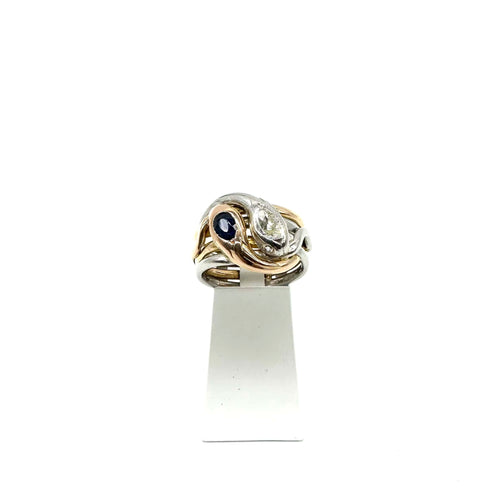 Bague 56 Bague deux serpents en platine, or rose, saphir et diamant 58 Facettes Z15B51810
