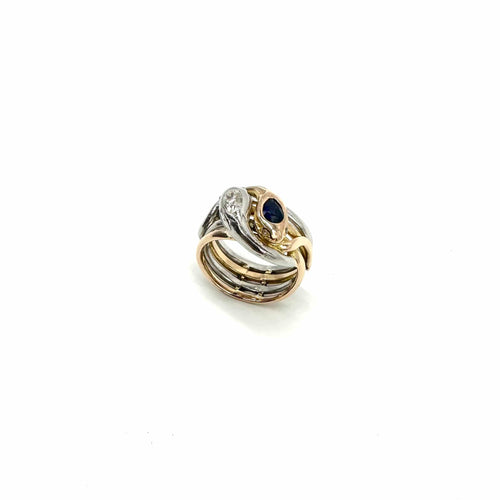 Bague 56 Bague deux serpents en platine, or rose, saphir et diamant 58 Facettes Z15B51810