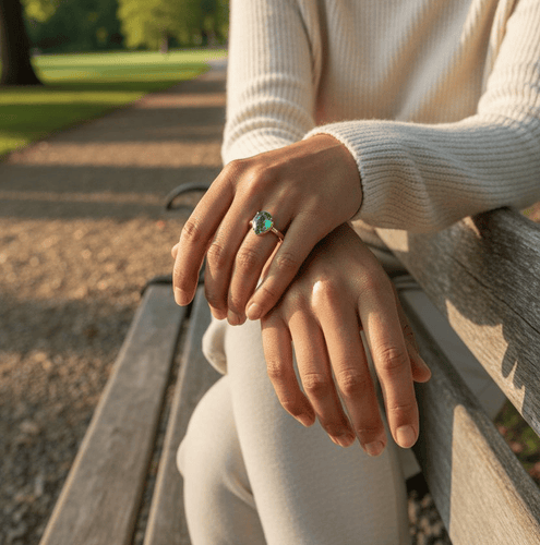 Bague 55 Bague cocktail en or jaune 18 ct et émeraude 58 Facettes ring