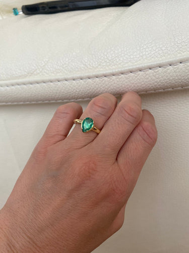 Bague 55 Bague cocktail en or jaune 18 ct et émeraude 58 Facettes ring