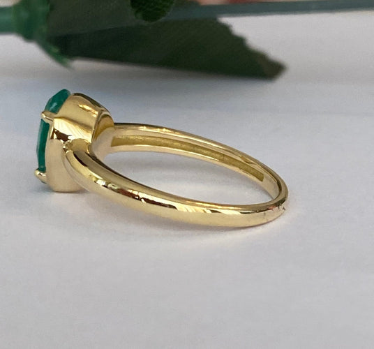 Bague 55 Bague cocktail en or jaune 18 ct et émeraude 58 Facettes ring