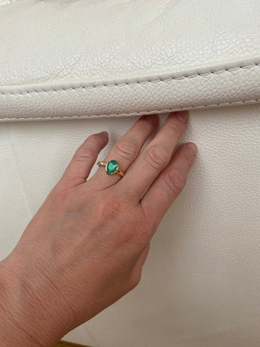 Bague 55 Bague cocktail en or jaune 18 ct et émeraude 58 Facettes ring