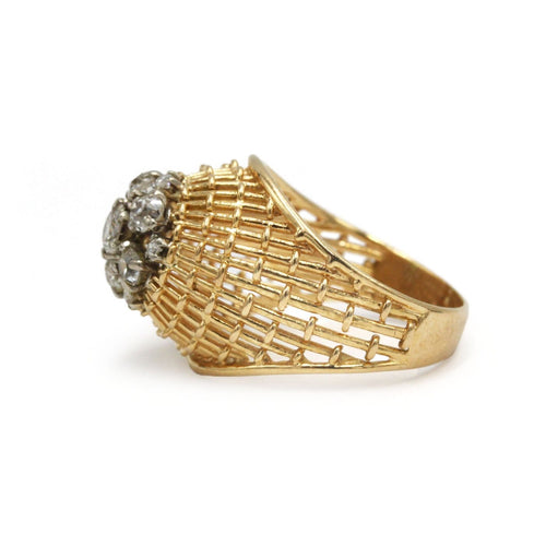 Bague 59 Bague ajourée en or jaune, or blanc et diamants 58 Facettes 260129R