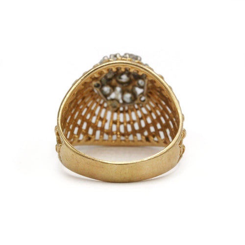 Bague 59 Bague ajourée en or jaune, or blanc et diamants 58 Facettes 260129R