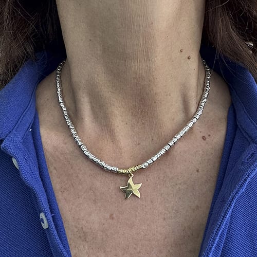 Dodo - Collier étoile de mer en argent et or jaune 58 Facettes 35663