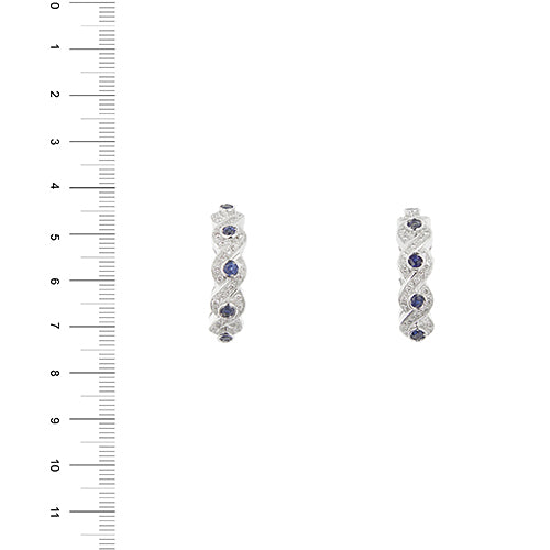 Boucles d'oreilles en or blanc avec saphirs et diamants 58 Facettes 40916