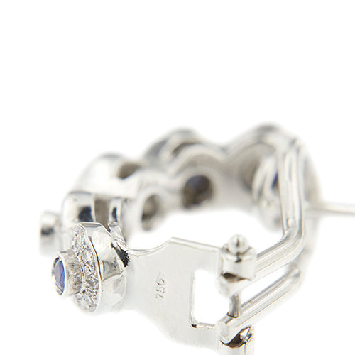 Boucles d'oreilles en or blanc avec saphirs et diamants 58 Facettes 40916