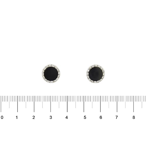 Boucles d'oreilles en or blanc, onyx et diamants 58 Facettes 39408