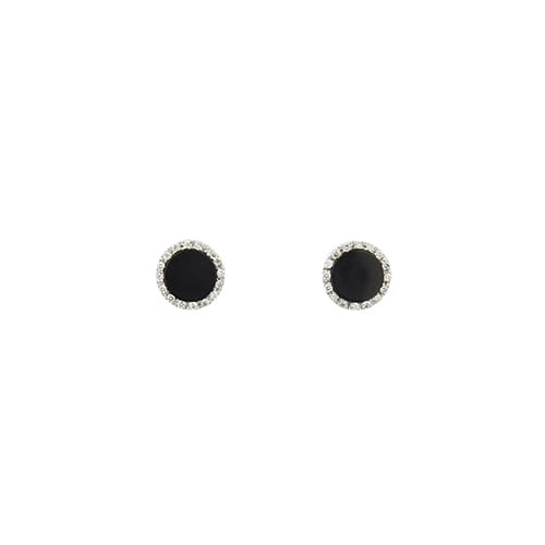 Boucles d'oreilles en or blanc, onyx et diamants 58 Facettes 39408