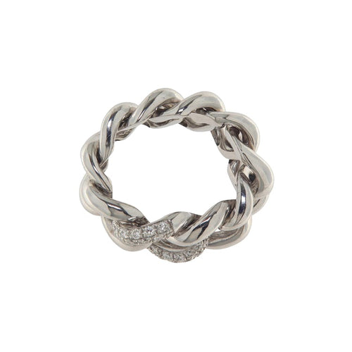 Bague 55 Bague chaîne en or blanc et diamants 0,30 ct 58 Facettes G3948