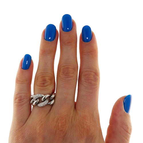 Bague 55 Bague chaîne en or blanc et diamants 0,30 ct 58 Facettes G3948