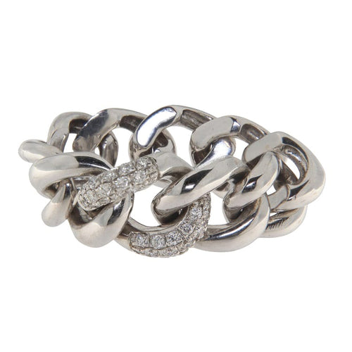 Bague 55 Bague chaîne en or blanc et diamants 0,30 ct 58 Facettes G3948