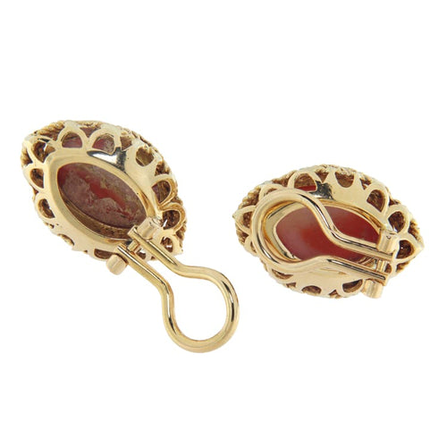 Boucles d'oreilles Boucles d'oreilles ovales en or jaune et corail 58 Facettes G3947