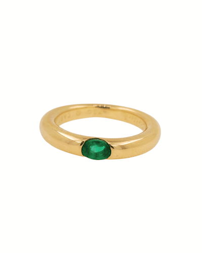 Bague 55 Cartier Ellisse - Bague en or jaune avec émeraude 58 Facettes C65