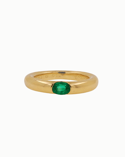 Bague 55 Cartier Ellisse - Bague en or jaune avec émeraude 58 Facettes C65