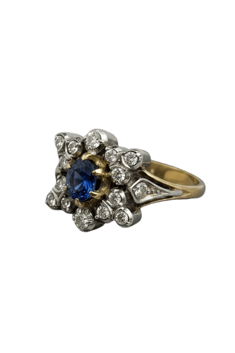 Bague étoile années 1930 en or 18 carats, saphir et diamants 58 Facettes
