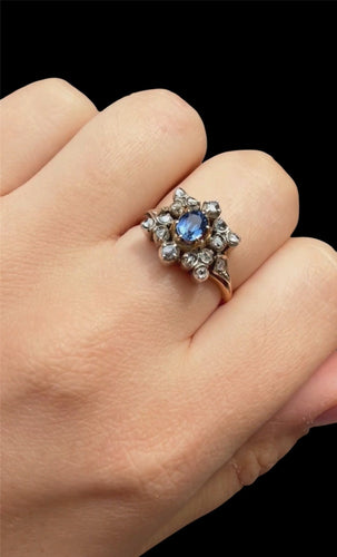 Bague étoile années 1930 en or 18 carats, saphir et diamants 58 Facettes