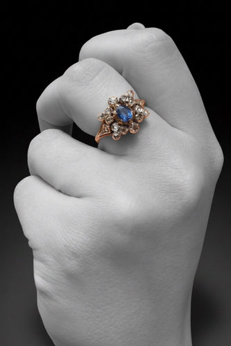 Bague étoile années 1930 en or 18 carats, saphir et diamants 58 Facettes