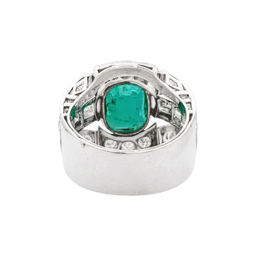 Bague Bague émeraude de Colombie et diamants en platine et or jaune 58 Facettes 35624