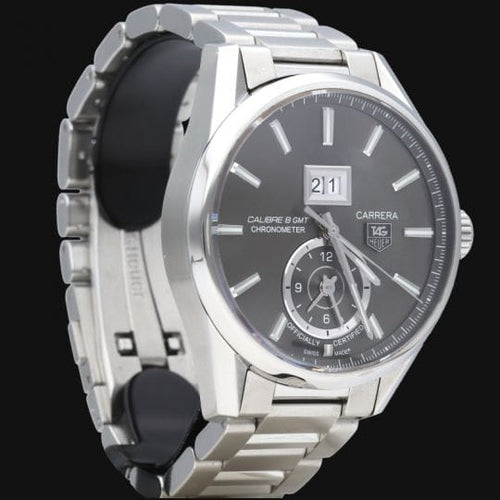 Montre TAG Heuer Carrera - Montre Calibre 8 GMT en acier 58 Facettes MT46542