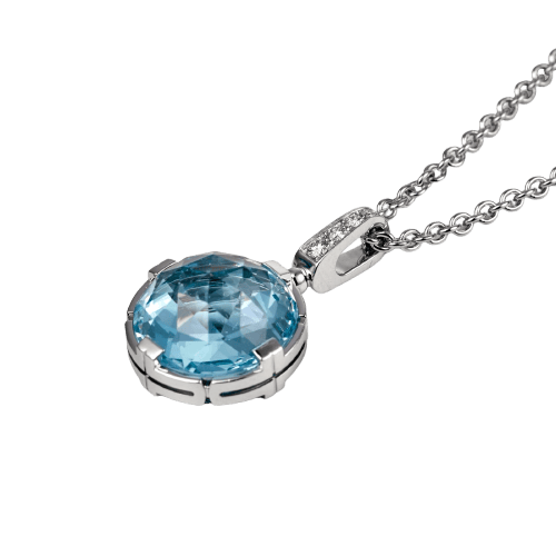 Collier BVLGARI Parentesi Cocktail - Collier en or blanc, topaze et diamants 58 Facettes 293
