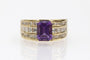 Bague 51 Bague chevalière vintage en or jaune, améthyste et diamants 58 Facettes 12155