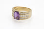 Bague 51 Bague chevalière vintage en or jaune, améthyste et diamants 58 Facettes 12155