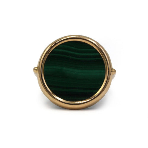 Bague 52 Ginette NY Ever - Bague Disc en or rose et malachite 58 Facettes 260131R