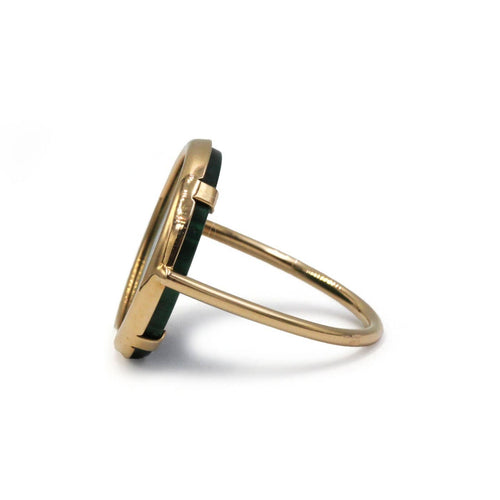 Bague 52 Ginette NY Ever - Bague Disc en or rose et malachite 58 Facettes 260131R