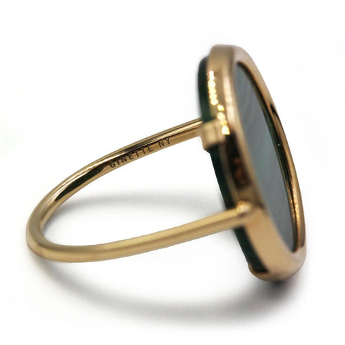 Bague 52 Ginette NY Ever - Bague Disc en or rose et malachite 58 Facettes 260131R