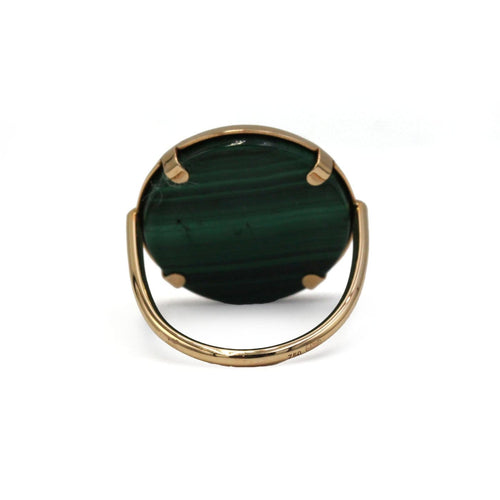 Bague 52 Ginette NY Ever - Bague Disc en or rose et malachite 58 Facettes 260131R