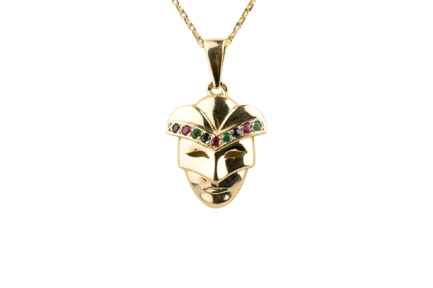 Collier Collier masque de Venise en or jaune, rubis, saphirs et émeraudes 58 Facettes PDVENICECC1422-107
