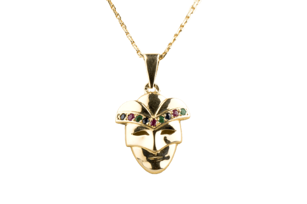 Collier Collier masque de Venise en or jaune, rubis, saphirs et émeraudes 58 Facettes PDVENICECC1422-107