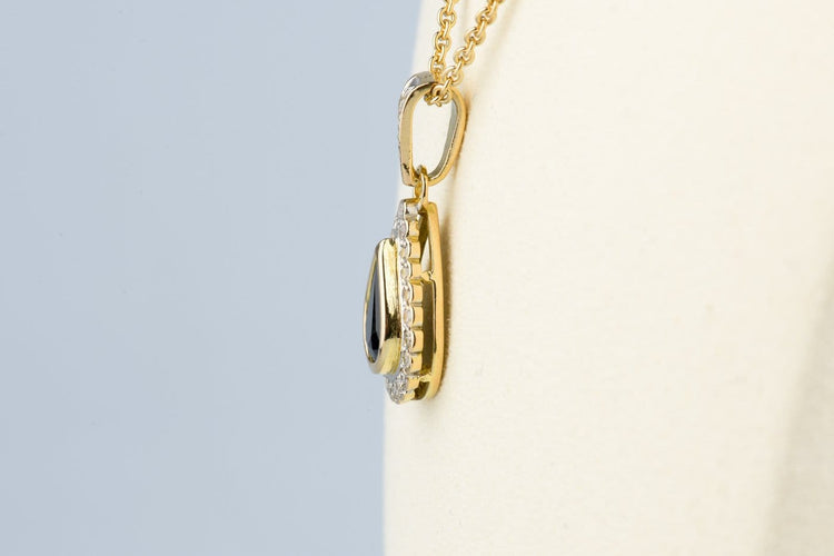 Collier Collier saphir poire et diamants en or jaune 18K 58 Facettes PDDSAOC629-107