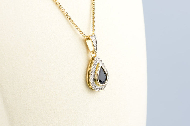 Collier Collier saphir poire et diamants en or jaune 18K 58 Facettes PDDSAOC629-107