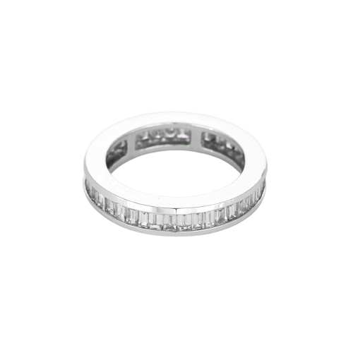 Bague 49 Alliance tour complet en or blanc et diamants baguette 58 Facettes P53L19