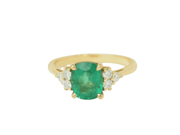 Bague 56 Bague émeraude 2 ct en or jaune 18 kt et diamants 58 Facettes F5069