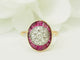 Bague 55 Art Nouveau - Bague en or jaune, platine, rubis et diamants 58 Facettes 33770