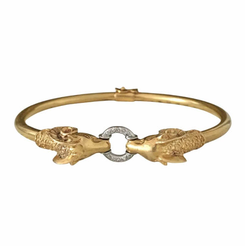 Bracelet Bracelet têtes de béliers en or jaune 18K et diamants 58 Facettes 267